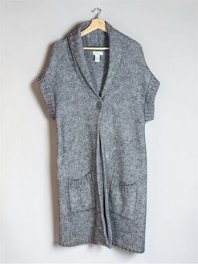 Tweeds Alpaca Blend Shawl Collar Sweater Sleeveless Duster Gray 2X Cozy Layering